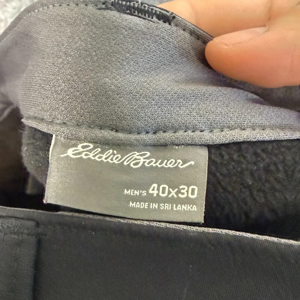 Eddie Bauer Fleece Lined Tech‎ Pants Mens 40x30 Black Nylon Cargo Straight Leg